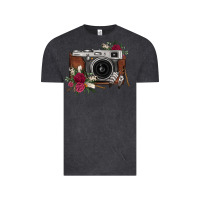Vintage Black floral feather vintage camera Vintage Tee - FaDigitalArtStudio