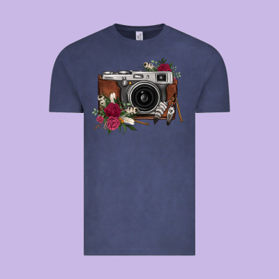 Floral Feather Vintage Camera Vintage Tee Designed By Fadigitalartstudio