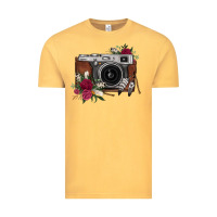 Vintage Mustard floral feather vintage camera Vintage Tee - FaDigitalArtStudio