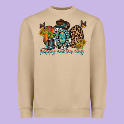 Happy Easter Egg Western Heavyweight Sweatshirt Designed By Racoondesign