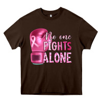 Chocolate Brown Breast cancer no one fights alone boxing Heavy Core Tee - Artiststas