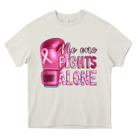 Cream Breast cancer no one fights alone boxing Heavy Core Tee - Artiststas