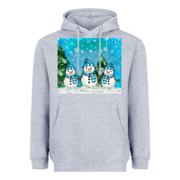 Heather Grey snowman Heavyweight Hoodie - MaliasSmallBusiness