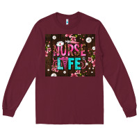 Burgundy nurse life with pearls Long Sleeve Tee - AdoDesignShop