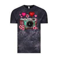 Cloud Black floral heart pink leopard vintage camera Vintage Tee - FaDigitalArtStudio