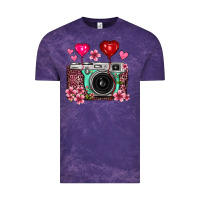 Cloud Purple floral heart pink leopard vintage camera Vintage Tee - FaDigitalArtStudio