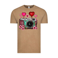 Vintage Coffee floral heart pink leopard vintage camera Vintage Tee - FaDigitalArtStudio