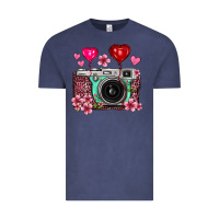 Vintage Denim floral heart pink leopard vintage camera Vintage Tee - FaDigitalArtStudio