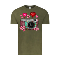 Vintage Olive floral heart pink leopard vintage camera Vintage Tee - FaDigitalArtStudio