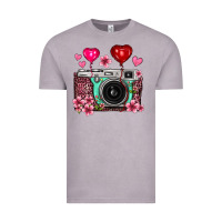 Floral Heart Pink Leopard Vintage Camera Vintage Tee | Teevron