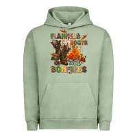 Pigment Oil Green Flannels boots and bonfires Urban Hoodie - NancyCooperArtShop