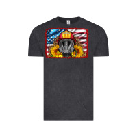 Vintage Black firefighter air mask and sunflower Vintage Tee - HRA Design Shop