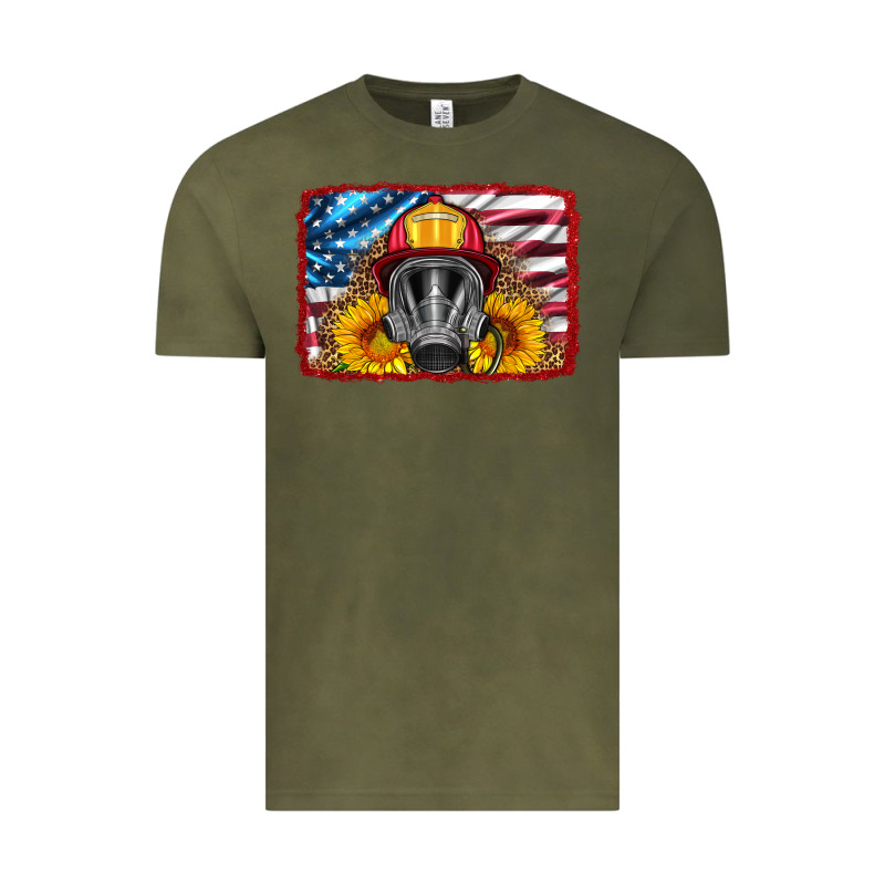 Firefighter Air Mask And Sunflower Vintage Tee by HRA Design Shop | Teevron