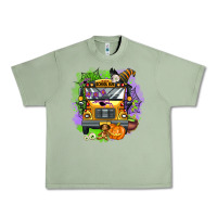 Oil Green halloween school bus Urban Heavy Tee - AdoDesignShop