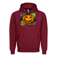 Burgundy Happy Halloween Pumpkin Zipper Hoodie - Jasminsmagicworld