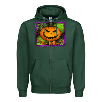 Sports Green Happy Halloween Pumpkin Zipper Hoodie - Jasminsmagicworld