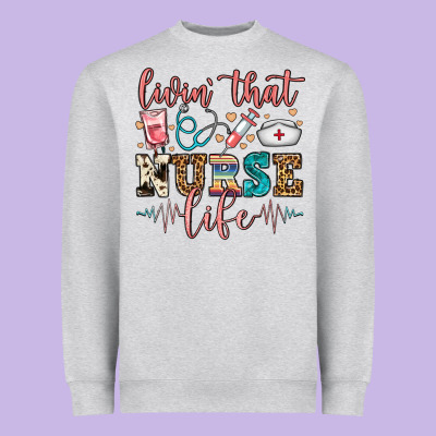 Livin' That Nurse Life Heavyweight Sweatshirt Designed By Fadigitalartstudio