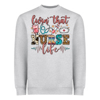 Heather Grey livin' that nurse life Heavyweight Sweatshirt - FaDigitalArtStudio