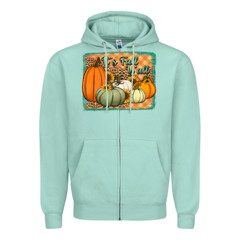 It's Fall Y'all Pumpkins Halloween And Sunflowers Zipper Hoodie by Jasminsmagicworld | Teevron