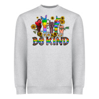 Heather Grey be kind Heavyweight Sweatshirt - CowhideDigitalArt