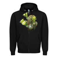 Black nylon hedgehog cactus Zipper Hoodie - LillyAllenDesigns