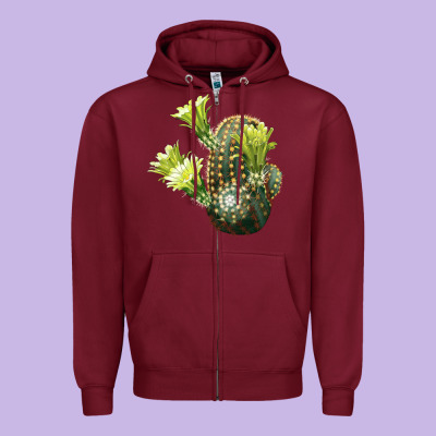 Nylon Hedgehog Cactus Zipper Hoodie Designed By Lillyallendesigns