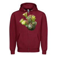 Burgundy nylon hedgehog cactus Zipper Hoodie - LillyAllenDesigns