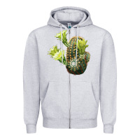 Heather Grey nylon hedgehog cactus Zipper Hoodie - LillyAllenDesigns