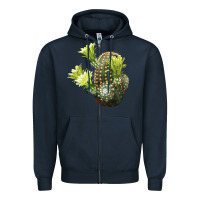 Navy nylon hedgehog cactus Zipper Hoodie - LillyAllenDesigns
