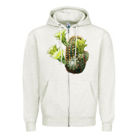Oatmeal Heather nylon hedgehog cactus Zipper Hoodie - LillyAllenDesigns
