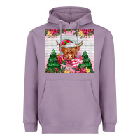 Lavender pink christmas cow Heavyweight Hoodie - MaliasSmallBusiness