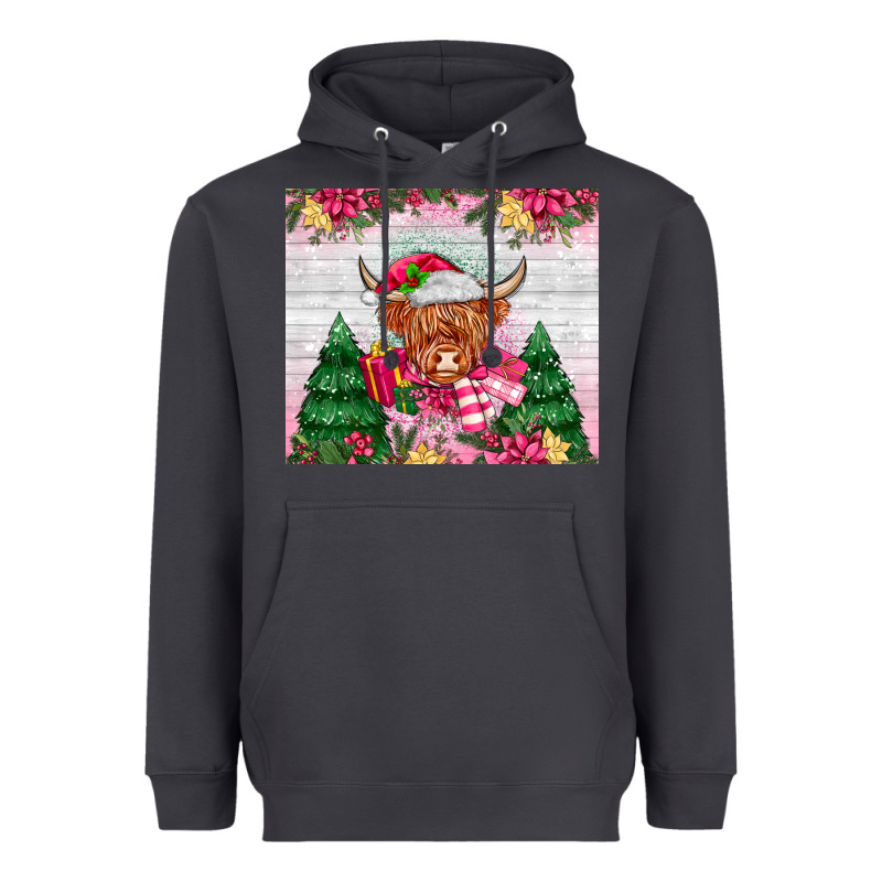 Pink Christmas Cow Heavyweight Hoodie by MaliasSmallBusiness | Teevron