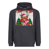 Smoke pink christmas cow Heavyweight Hoodie - MaliasSmallBusiness