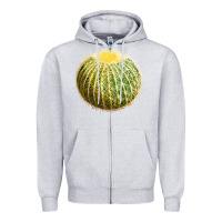 Heather Grey golden barrel cactus Zipper Hoodie - LillyAllenDesigns
