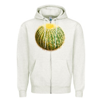Oatmeal Heather golden barrel cactus Zipper Hoodie - LillyAllenDesigns