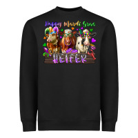 Black happy mardi gras heifer Heavyweight Sweatshirt - RacoonDesign