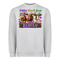 Heather Grey happy mardi gras heifer Heavyweight Sweatshirt - RacoonDesign