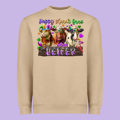 Happy Mardi Gras Heifer Heavyweight Sweatshirt Designed By Racoondesign