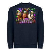 Navy happy mardi gras heifer Heavyweight Sweatshirt - RacoonDesign