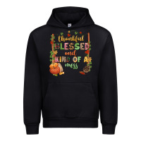 Black Thankful blessed and kind of a mess Urban Hoodie - NancyCooperArtShop