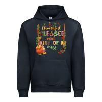 Navy Thankful blessed and kind of a mess Urban Hoodie - NancyCooperArtShop