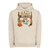 Pigment French Oak Thankful blessed and kind of a mess Urban Hoodie - NancyCooperArtShop