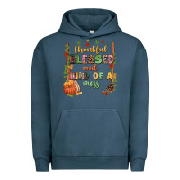 Pigment Midnight Navy Thankful blessed and kind of a mess Urban Hoodie - NancyCooperArtShop