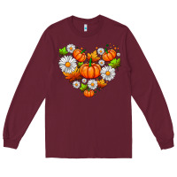 Burgundy pumpkin and daisies Long Sleeve Tee - AdoDesignShop