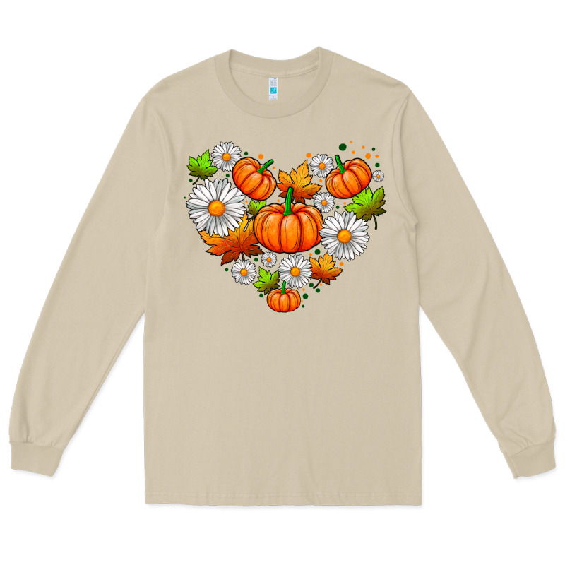 Pumpkin And Daisies Long Sleeve Tee by AdoDesignShop | Teevron