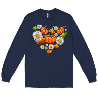 Navy pumpkin and daisies Long Sleeve Tee - AdoDesignShop