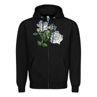 Black white dawn rose Zipper Hoodie - LillyAllenDesigns