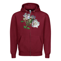 Burgundy white dawn rose Zipper Hoodie - LillyAllenDesigns