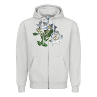 Dove Grey white dawn rose Zipper Hoodie - LillyAllenDesigns