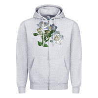 Heather Grey white dawn rose Zipper Hoodie - LillyAllenDesigns